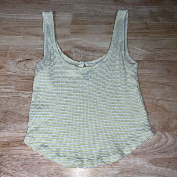FREE - Me to We Essentials, Striped Baby Yellow Beachy Tank Crop Top - Picture 10 of 11